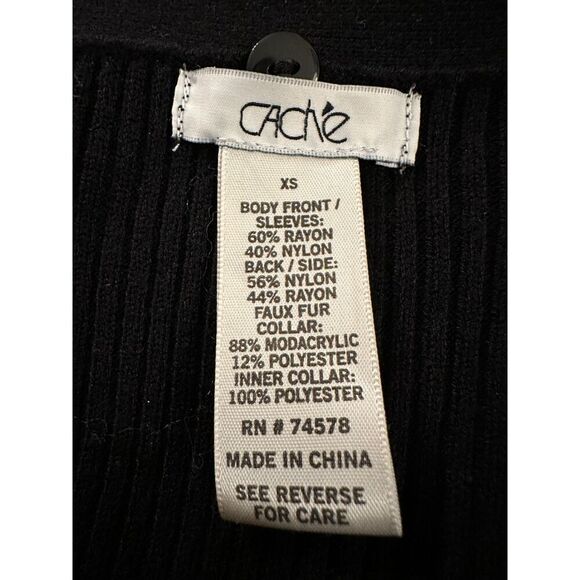 Vintage Cache Black White Animal Print Cardigain Size XS - Picture 5 of 5